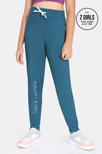 Buy Zelocity Girls Mid Rise Quick Dry Joggers - Lyons Blue